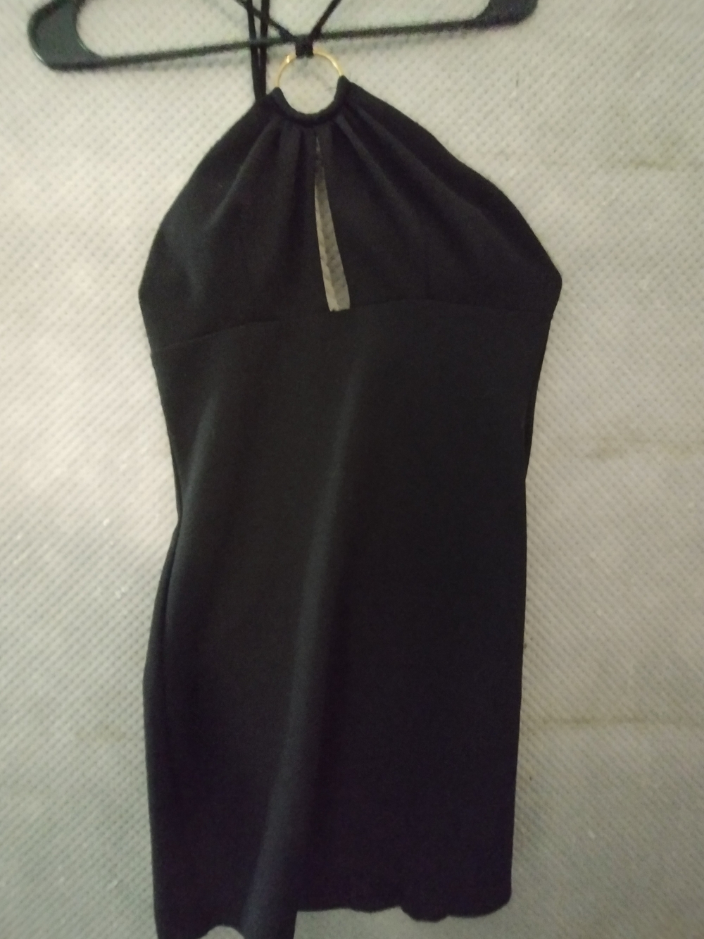Speechless Black Strapless Halter Cocktail Dress with Gold Ring